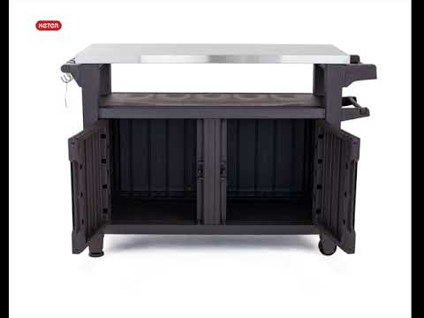 Стол-буфет для барбекю садовый пластиковый Keter Unity XL 207л, стол для гриля, погодоустойчивый - фото 3 - id-p2255664167