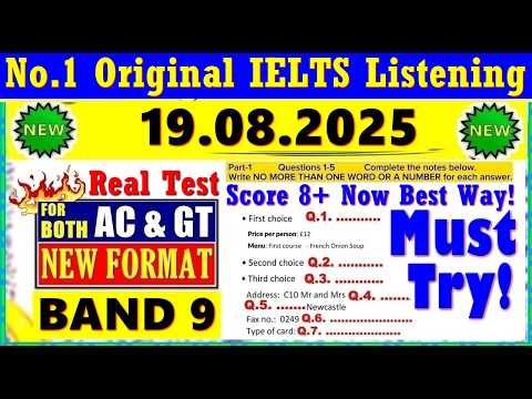 IELTS LISTENING PRACTICE TEST 2025 WITH ANSWERS | 19.08.2025