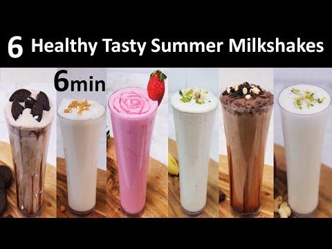 6 Easy MilkShake Recipe |  6 Minमें 6तरह के हेल्दी टेस्टी मिल्कशेक | Summer Drinks Milkshakes Recipe