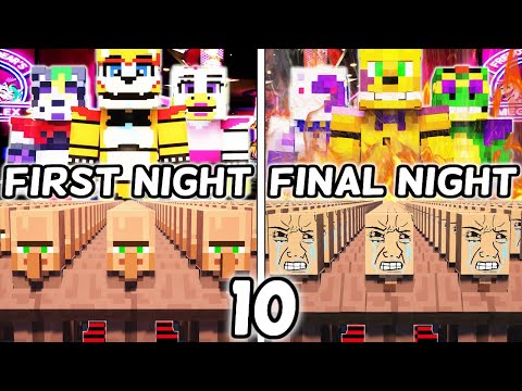 I Made 100 Villagers Simulate Survival At Five Nights at Freddy's Security Breach in Minecraft