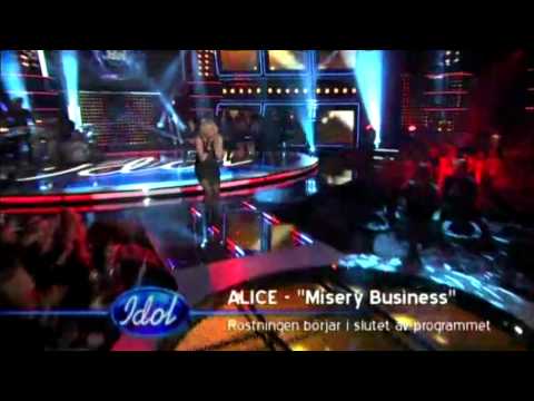 Alice Hagenbrant - Misery business - Idol 2010