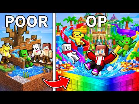 Mikey and JJ Maizen - from POOR to OP Waterpark Chunk in Minecraft