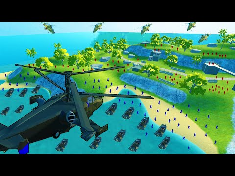 Leading a Huge HELICOPTER Island Beach Invasion! - Ravenfield
