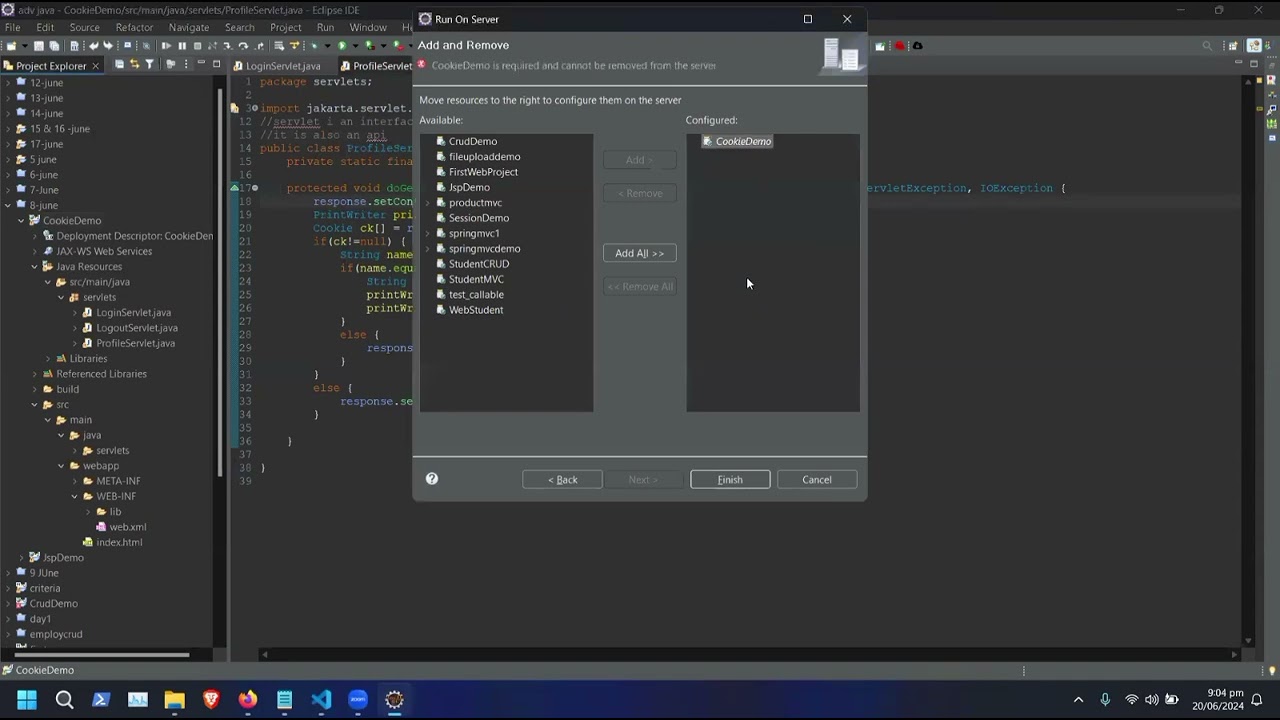 Login and logout demo with cookies and servlet