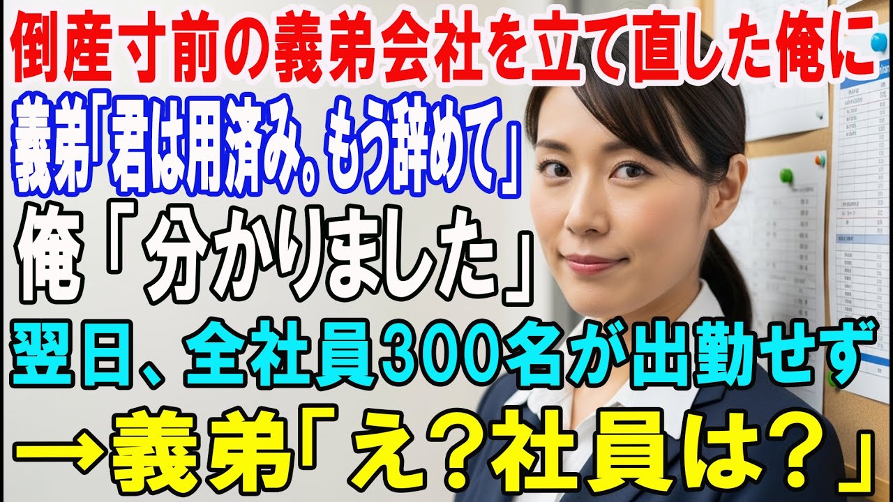 【朗読スカッと人気動画まとめ】倒産寸前の義弟会社を立て直したら義弟「あなたは用済みだから辞め?