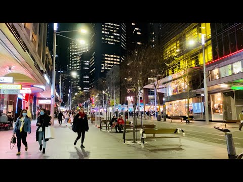 Friday night walk along George St from Chinatown LightRail to QVB LightRail | Sydney Australia 2022