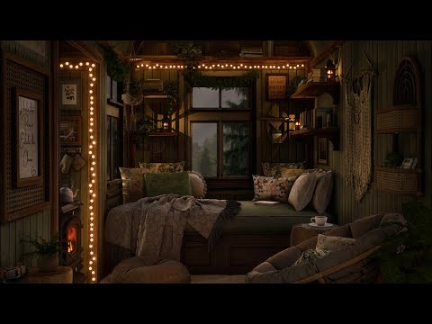Your Secret Attic in the Forest ✨ Cozy Sleeping Nook Hideaway | Rain and Distant Thunders for Sleep