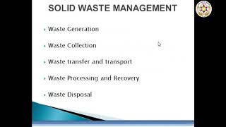 EVS -  (Solid Waste Management) - BBA - 1st sem