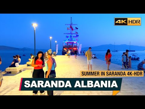 SARANDA, ALBÂNIA - CAPITAL DO VERÃO, PASSEIO A PÉ, SARANDE SHQIPERI [ASMR 4K-HDR]
