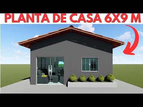 PLANTA DE CASA 6X9 METROS COM 02 QUARTOS | HOUSEPLANT | TINY HOUSE | FLOOR PLAN