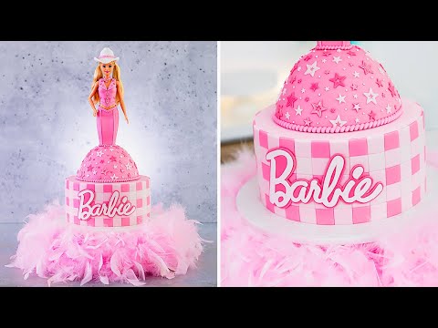 HI BARBIE!! Barbie: The Movie CAKE + Fluffy DIY Cake Stand (Super Easy)