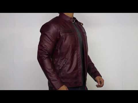 Maroon Leather Jacket | Mens Leather Jacket | Fjackets