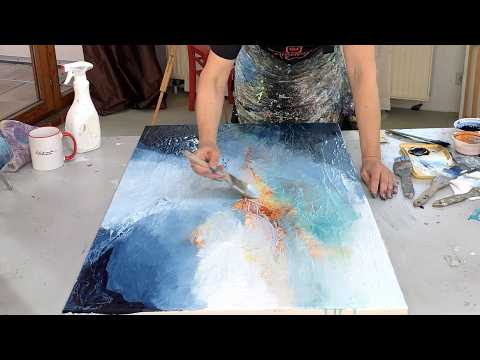 Effect structure Abstract acrylic techniques - big canvas - layering