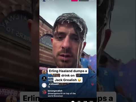 Erling Haaland dumped a drink on Jack Grealish! 🤣