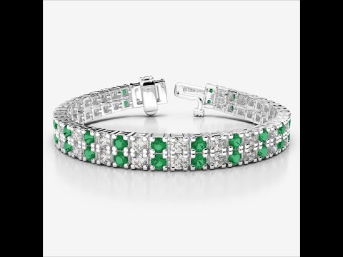 Atyaza Inc White Gold Platinum Diamond and Emerald Bracelet ATZBR-0757