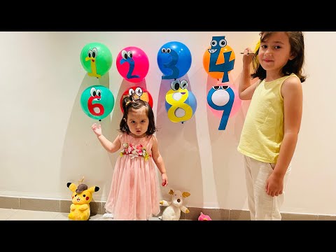 Maryam and Mubina learn about numbers. Pop the balloons and do the activities😄👍