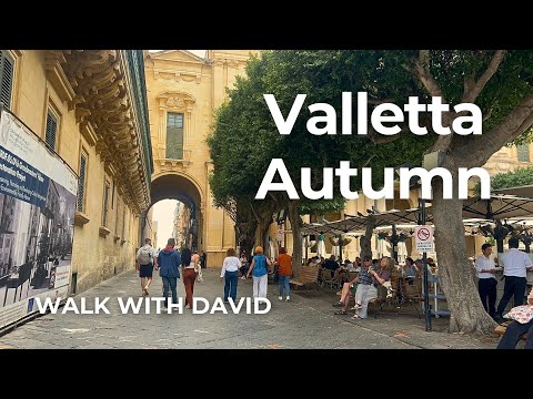 Walking Tour of Valletta in Autumn | Exploring the city by walk | 4K HDR | 60fps