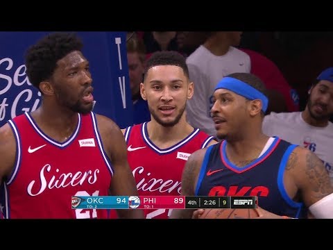 Joel Embiid Full Highlights vs Oklahoma City Thunder 2017.12.15 - Triple OT Thriller!
