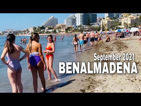 BENALMADENA MALAGA BEACH WALK SEPTEMBER 2021, Latest Beach Walk Summer Updates In Costa Del Sol 4K