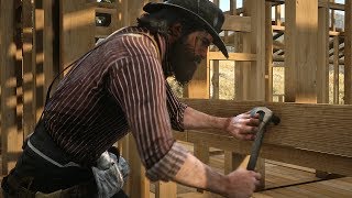Red Dead Redemption 2 - John Marston &amp; Gang Building House Cutscene (RDR2 2018)