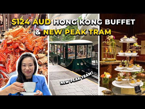 $ 124 Buffet de jantar à vontade no luxuoso hotel de Hong Kong e visita ao Peak Tram | Vlogs de Hong Kong!