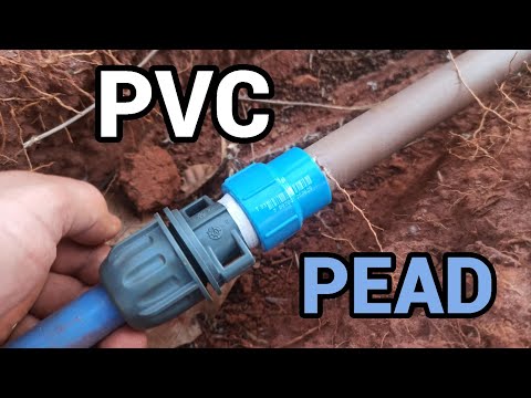 Ligação da mangueira PEAD com cano PVC na chácara
