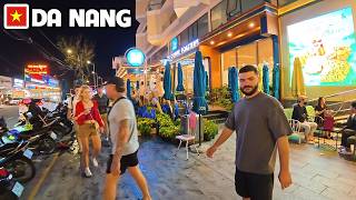 DA NANG Vietnam Nightlife Busy Nguyen Van Thoai & Tran Bach Dang Street at An Thuong Tourist Area
