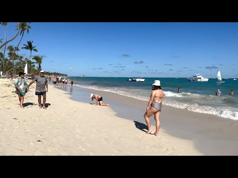 🇩🇴 Relaxing on the beach Punta Cana | beach walk 4K🌴