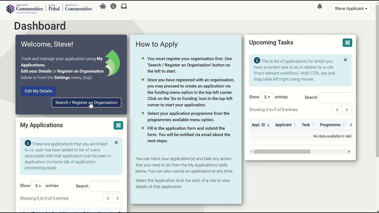 DfC AIMS registration step 3