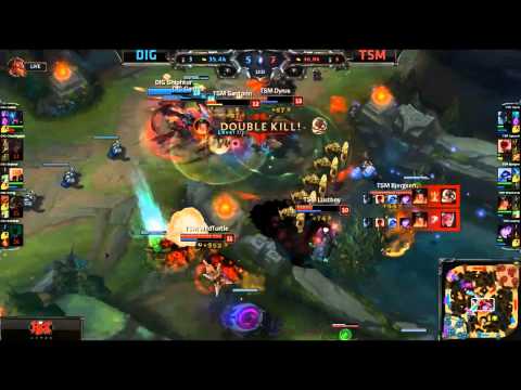 TSM Insane Teamfight 4 for 0 - DIG vs TSM Game 1 (NA LCS Spring 2015)