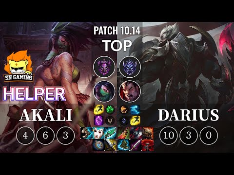 SN Helper Akali vs Darius Top - KR Patch 10.14