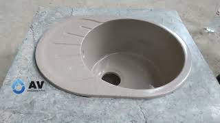 Мойка кухонная из искусственного камня, испытание ножом