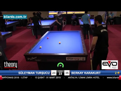 SÜLEYMAN TURŞUCU & BERKAY KARAKURT Bilardo Maçı - 2018 - TÜRKİYE 1.LİGİ-Son 16