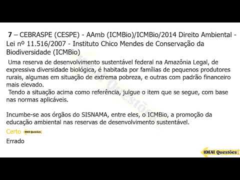 SIMULADO  ICMBio /2025- INSTITUTO CHICO MENDES - QUESTÕES DA Legislação DA ICMBio