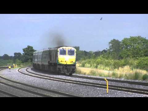 Irish Rail 201 loco 217 + mk4 set 4004 passes Stacummy on a Dublin to Cork service