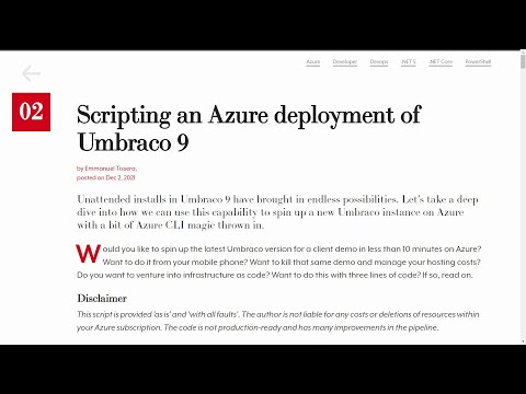 24 Days 2021 - Day 2 - Scripting an Azure deployment of Umbraco 9