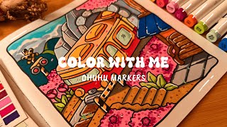 Download lagu Coco Wyo Coloring Book ASMR 🌸🚍 Color with Me | Cozy Corner | Ohuhu Markers | Relaxing Adult Coloring mp3