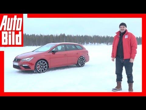 Redakteur Dean Malay am driften mit dem Cupra- Seat Leon Cupra-Test im Schnee (2017)