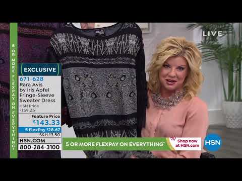 Rara Avis by Iris Apfel FringeSleeve Sweater Dress