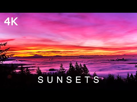 SUNSETS in 4K | 2 Hours | Scenic Nature Sunrise Dusk Golden Travel Relaxing Music Ultra HD