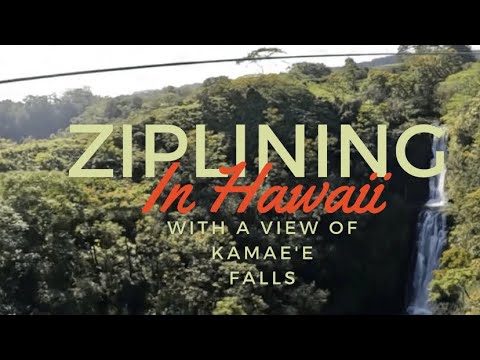 Ziplining at Botanical World Adventures with view of Kamae’e Falls