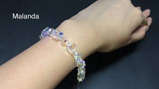 Aurora Borealis Geometric 18K White Gold Plated Bracelet