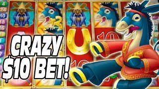 OMG HUGE $10 BET BY ACCIDENT!!! ★ BIG WIN!!! ★ SLOT MACHINE BONUS