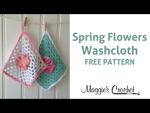 Spring Flowers Dishcloth Free Crochet Pattern - Right Handed