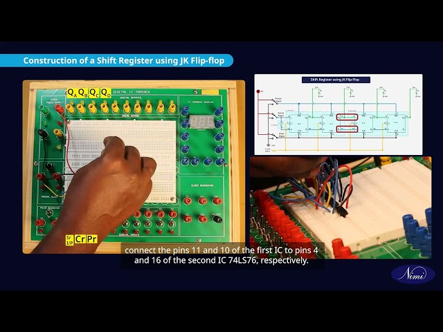 Construct a shift register using RS,D,JK flip flop and verify - Part -2