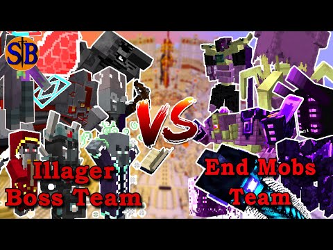 Sathariel Battle - Illager Boss Team vs End Mobs Team | 1.19 Version | Minecraft Mob Battle