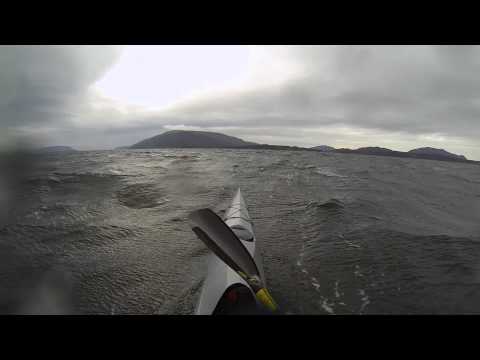 Rough water surfski crossing, San Juan Islands