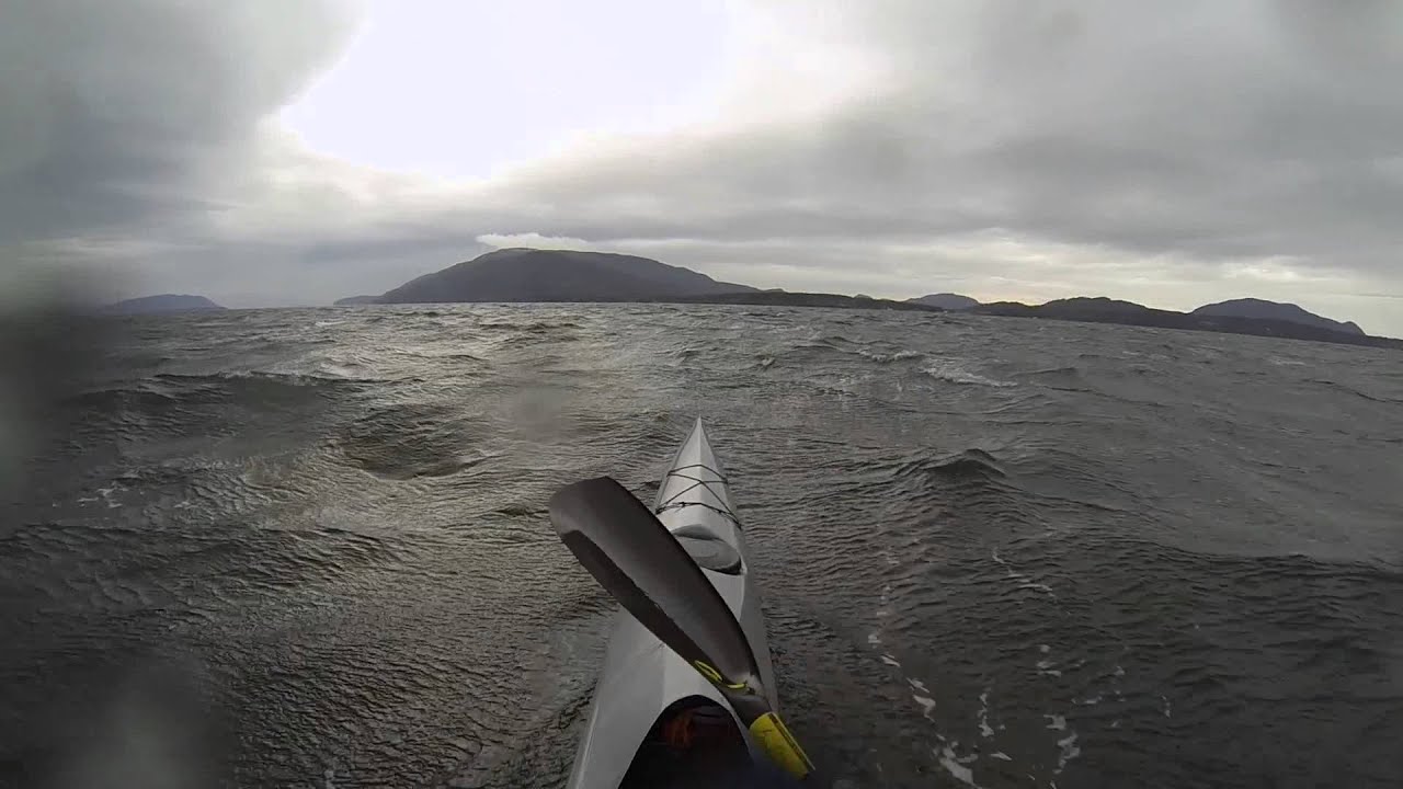 Rough water surfski crossing, San Juan Islands