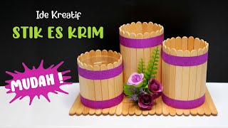 Download lagu Ide Kreatif Tempat Pensil Stik Es Krim MUDAH | Popsicle stick craft ideas Pencil Holder Pen Stand mp3