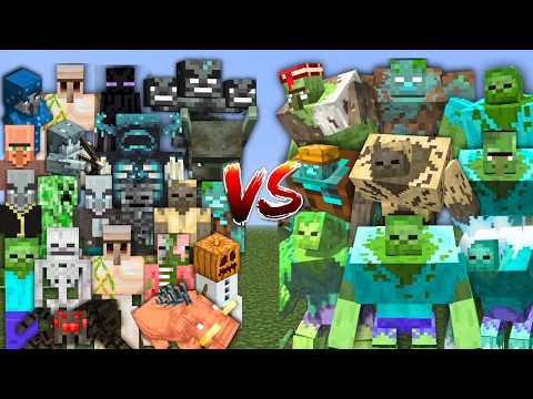 ALL MOBS vs ALL MUTANT ZOMBIES in MINECRAFT MOB BATTLE